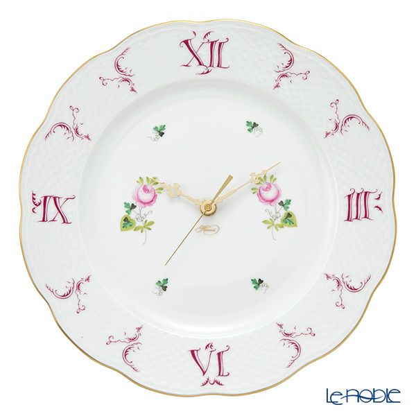 ヘレンド ウィーンのバラ シンプル VRHS 00527-0-47 ウォールクロック 28.5cm