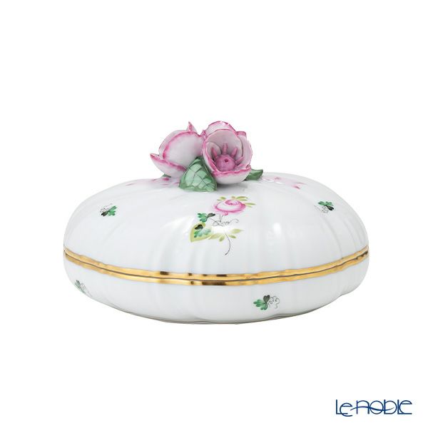 ヘレンド ウィーンのバラ シンプル ラウンドボックス（マロウ） 06026-0-29