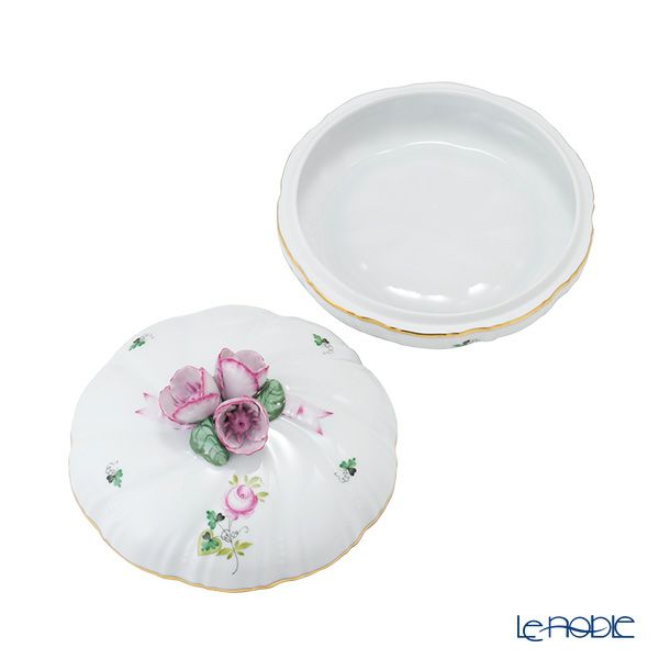 ヘレンド ウィーンのバラ シンプル ラウンドボックス（マロウ） 06026-0-29