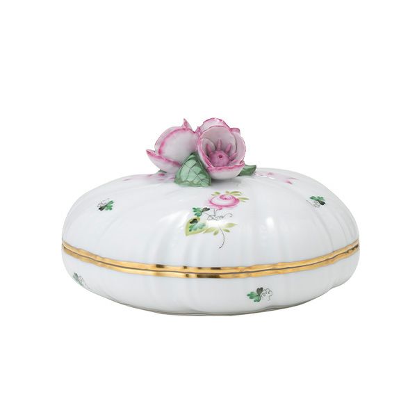 ヘレンド ウィーンのバラ シンプル ラウンドボックス（マロウ） 06026-0-29