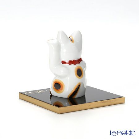 ヘレンド ウィーンのバラ シンプル 15679-0-00 招き猫 右手・左手 ペア（漆器台付）