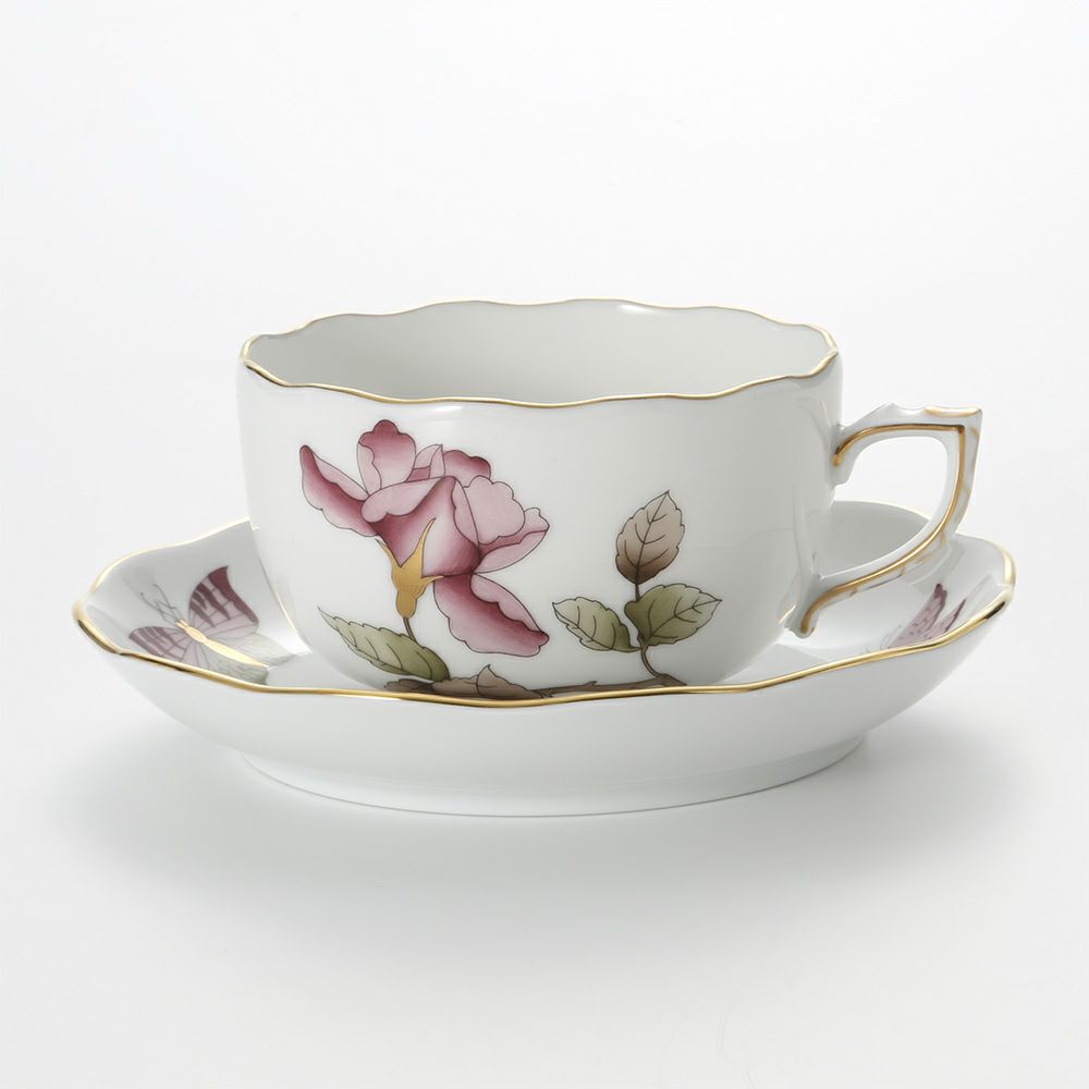 ヘレンド ヴィクトリア・グランデ VICTMC10 20724-0-00 ティーカップ＆ソーサー 200ml ピンク（ハイビスカス）