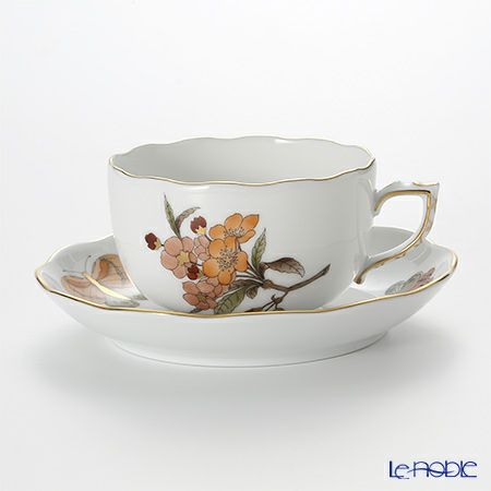 ヘレンド ヴィクトリア・グランデ VICTMC11 20724-0-00 ティーカップ＆ソーサー 200ml オレンジ（アップルフラワー-リンゴの花-）