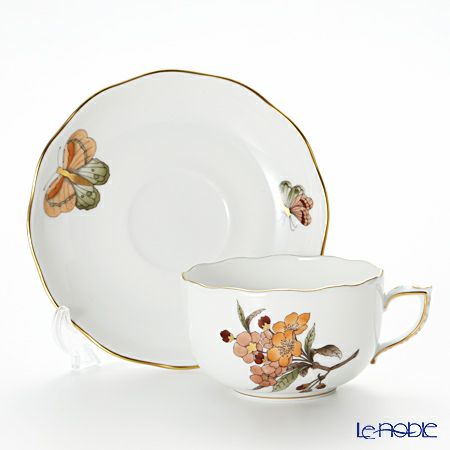 ヘレンド ヴィクトリア・グランデ VICTMC11 20724-0-00 ティーカップ＆ソーサー 200ml オレンジ（アップルフラワー-リンゴの花-）