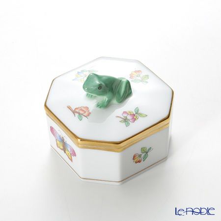 ヘレンド ヴィクトリア・花と蝶 LVF 06104-0-39 オクタゴナルボックス（カエル）