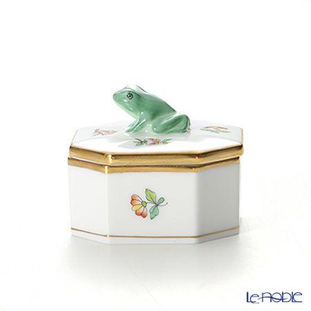 ヘレンド ヴィクトリア・花と蝶 LVF 06104-0-39 オクタゴナルボックス（カエル）