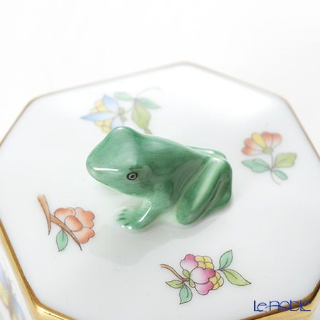 ヘレンド ヴィクトリア・花と蝶 LVF 06104-0-39 オクタゴナルボックス（カエル）