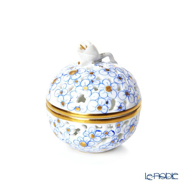 ヘレンド ヘレンドファンタジー CORB 透かしボンボン入れ ツボミ ブルー 06219-0-12