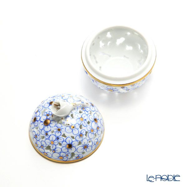 ヘレンド ヘレンドファンタジー CORB 透かしボンボン入れ ツボミ ブルー 06219-0-12