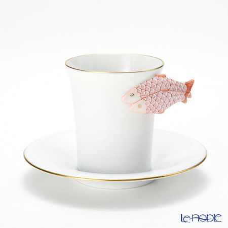 ヘレンド QH-NH3 04913-0-00 モカカップ＆ソーサー（フィッシュ、レッド）