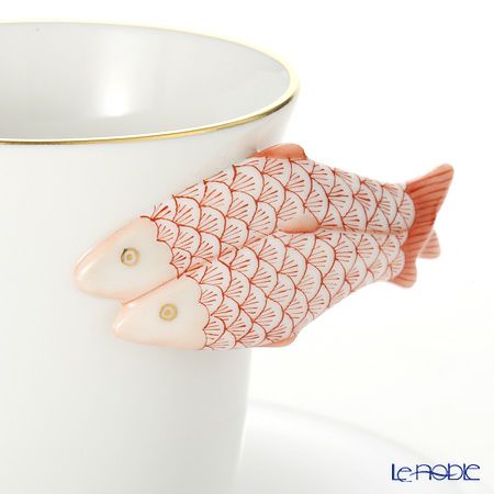 ヘレンド QH-NH3 04913-0-00 モカカップ＆ソーサー（フィッシュ、レッド）