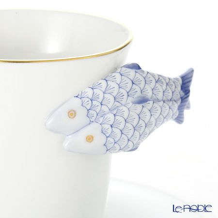 ヘレンド QH-NHFB 04913-0-00 モカカップ＆ソーサー（フィッシュ、ブルー）