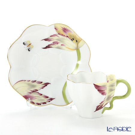 ヘレンド チューリップ TULIP-2 04746-0-00 ティーカップ＆ソーサー ワインレッド