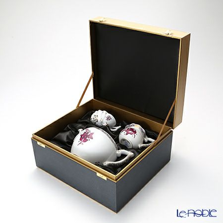 ヘレンド アポニーロイヤルダークピンク AP3-X1+MON ポット、シュガー、クリーマー（LE250）