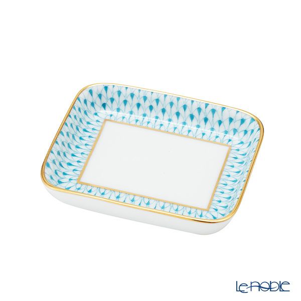 ヘレンド エカイユ ターコイズ VHTQ オブロングトレイ 8.5×7cm 小皿／豆皿 07733-0-00