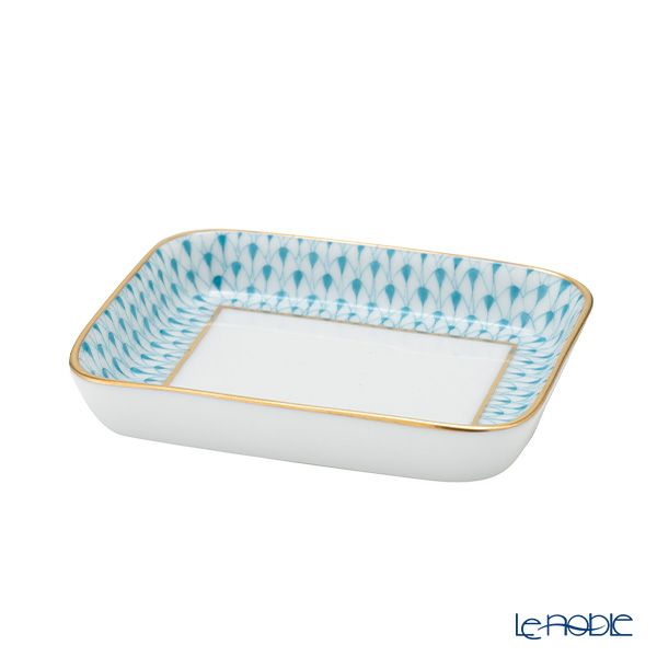 ヘレンド エカイユ ターコイズ VHTQ オブロングトレイ 8.5×7cm 小皿／豆皿 07733-0-00