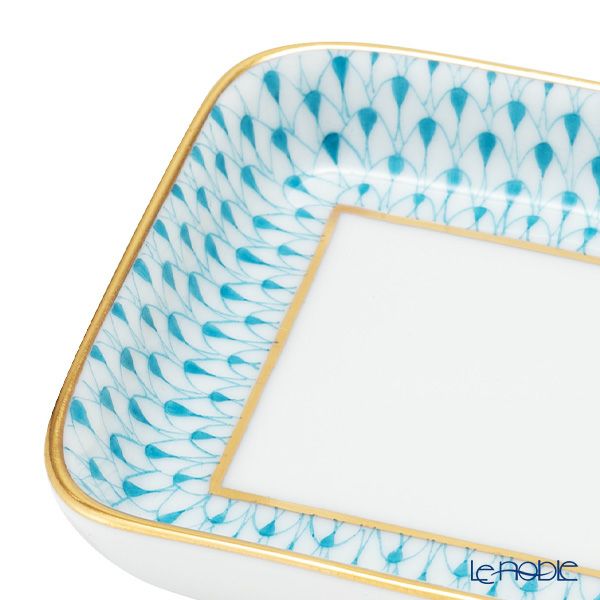 ヘレンド エカイユ ターコイズ VHTQ オブロングトレイ 8.5×7cm 小皿／豆皿 07733-0-00