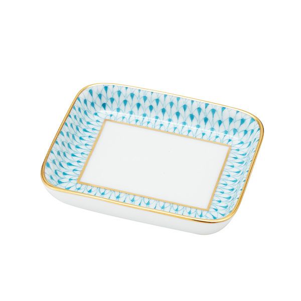 ヘレンド エカイユ ターコイズ VHTQ オブロングトレイ 8.5×7cm 小皿／豆皿 07733-0-00