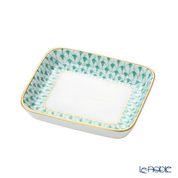 ヘレンド エカイユグリーン VHV オブロングトレイ 8.5×7cm 小皿／豆皿 07733-0-00