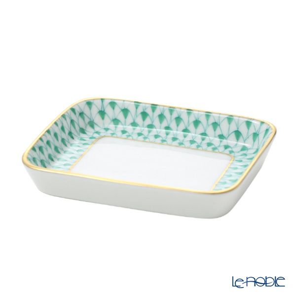 ヘレンド エカイユグリーン VHV オブロングトレイ 8.5×7cm 小皿／豆皿 07733-0-00