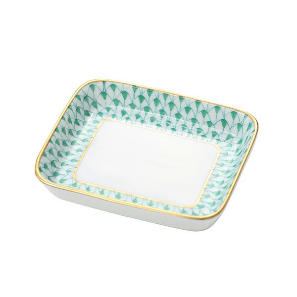 ヘレンド エカイユグリーン VHV オブロングトレイ 8.5×7cm 小皿／豆皿 07733-0-00