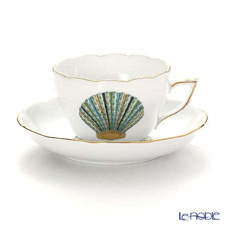 ヘレンド マリンライフ MEVHS2 20730-0-00 ティーカップ＆ソーサー（兼用） 200ml シェル／グリーン