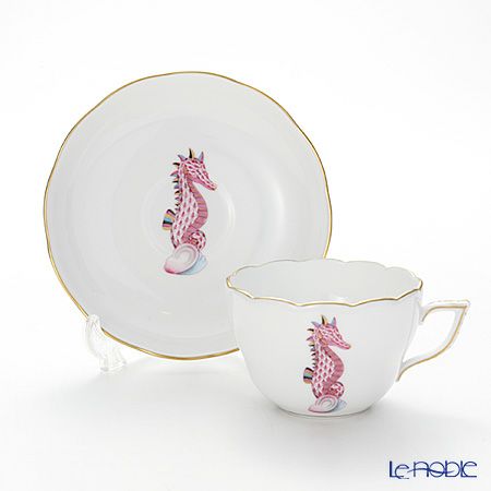 ヘレンド マリンライフ MEVHS4 20730-0-00 ティーカップ＆ソーサー（兼用） 200ml シーホース／ピンク