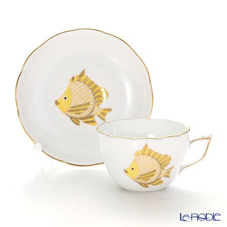 ヘレンド マリンライフ MEVHS6 20730-0-00 ティーカップ＆ソーサー（兼用） 200ml フィッシュ／イエロー