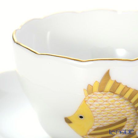 ヘレンド マリンライフ MEVHS6 20730-0-00 ティーカップ＆ソーサー（兼用） 200ml フィッシュ／イエロー