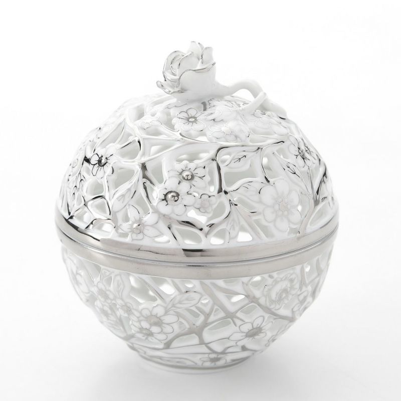 ヘレンド ファンタジー CPT 06214-0-09 透かしボンボン プラチナ（ローズ）