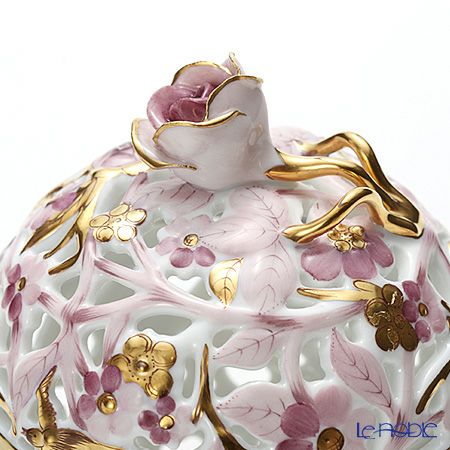 ヘレンド ファンタジー C6 06214-0-09 透かしボンボン入れ（ローズ） 10.5cm