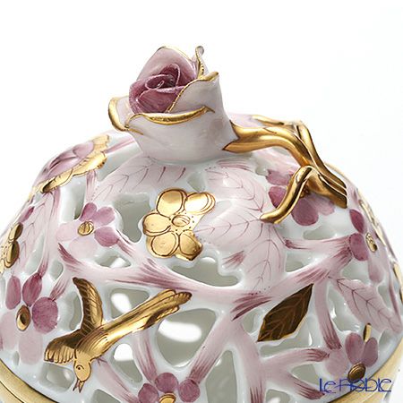 ヘレンド ファンタジー C6 06215-0-09 透かしボンボン入れ（ローズ） 8cm