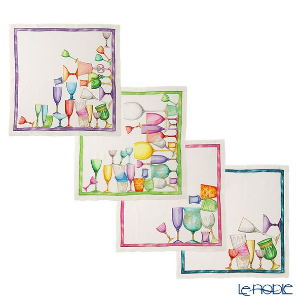 テシトゥーラ トスカーナ テレリーエ ナプキン 46×46cm 4枚セット Cincin／乾杯 100%リネン ポーチ付