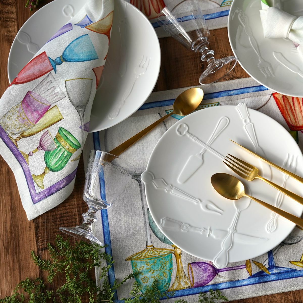 テシトゥーラ トスカーナ テレリーエ ナプキン 46×46cm 4枚セット Cincin／乾杯 100%リネン ポーチ付