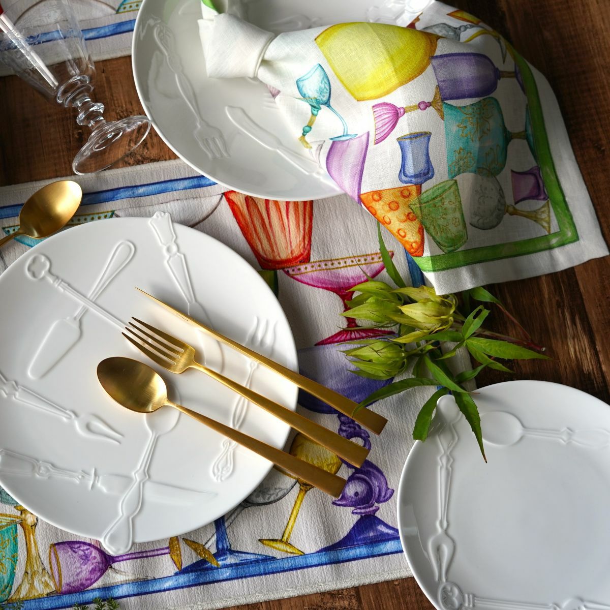 テシトゥーラ トスカーナ テレリーエ ナプキン 46×46cm 4枚セット Cincin／乾杯 100%リネン ポーチ付