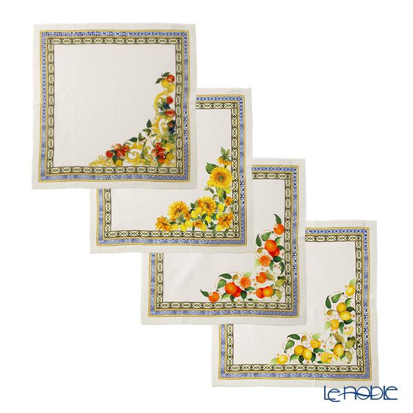 テシトゥーラ トスカーナ テレリーエ ナプキン 46×46cm 4枚セット アマルフィ 100%リネン ポーチ付