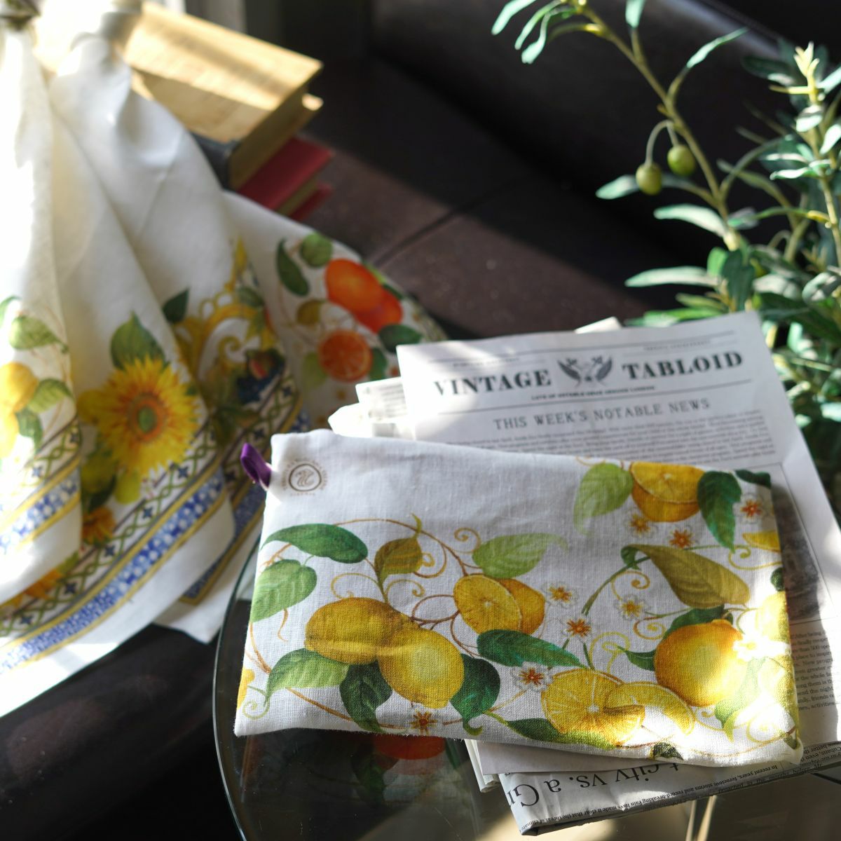 テシトゥーラ トスカーナ テレリーエ ナプキン 46×46cm 4枚セット アマルフィ 100%リネン ポーチ付