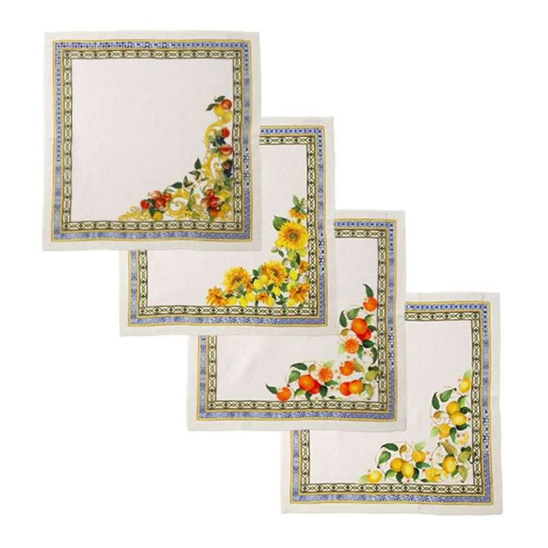 テシトゥーラ トスカーナ テレリーエ ナプキン 46×46cm 4枚セット アマルフィ 100%リネン ポーチ付