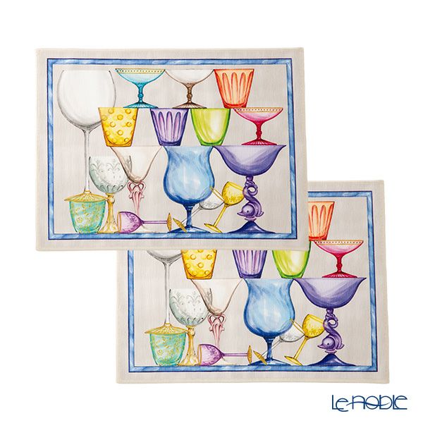 テシトゥーラ トスカーナ テレリーエ プレースマット 50×37cm 2枚セット クリスタル ポリエステル ポーチ付