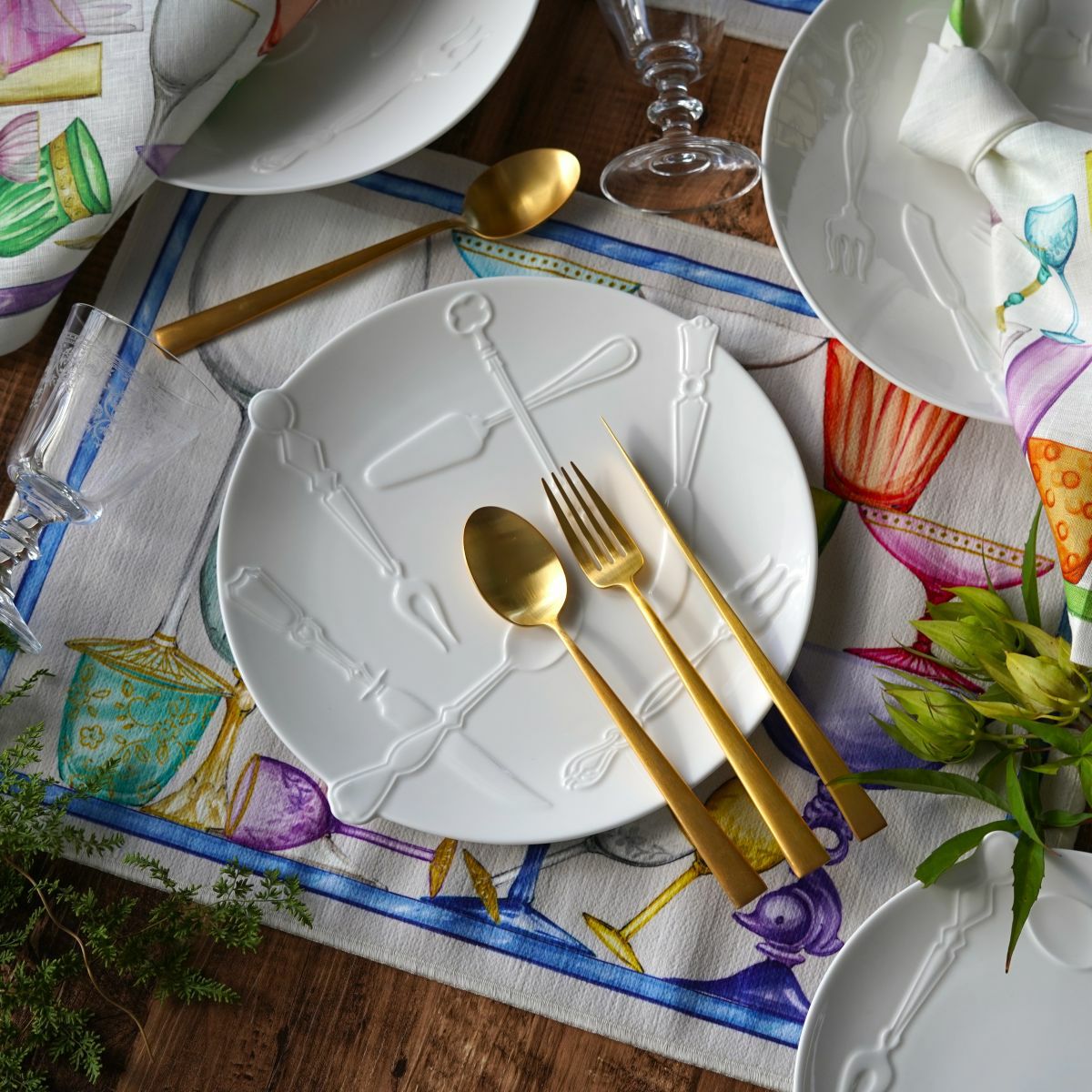 テシトゥーラ トスカーナ テレリーエ プレースマット 50×37cm 2枚セット クリスタル ポリエステル ポーチ付