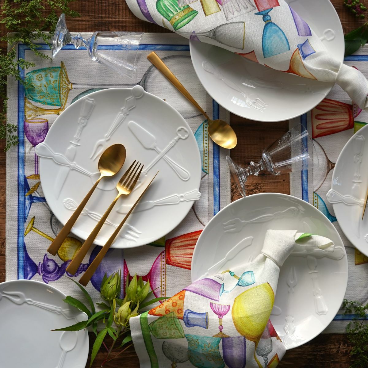 テシトゥーラ トスカーナ テレリーエ プレースマット 50×37cm 2枚セット クリスタル ポリエステル ポーチ付