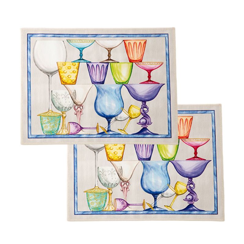 テシトゥーラ トスカーナ テレリーエ プレースマット 50×37cm 2枚セット クリスタル ポリエステル ポーチ付