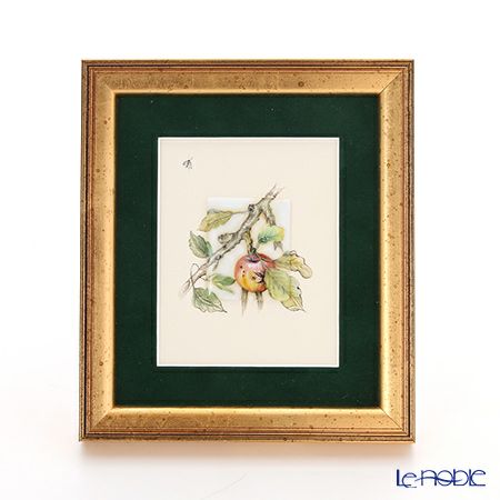 ヘレンド MID-10 08193-0-00 陶板（リンゴと昆虫） 4.5×3.5cm