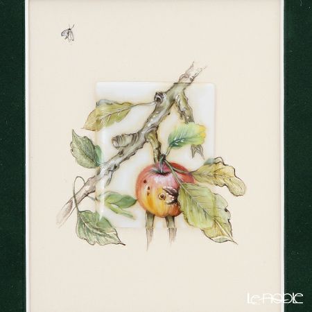 ヘレンド MID-10 08193-0-00 陶板（リンゴと昆虫） 4.5×3.5cm