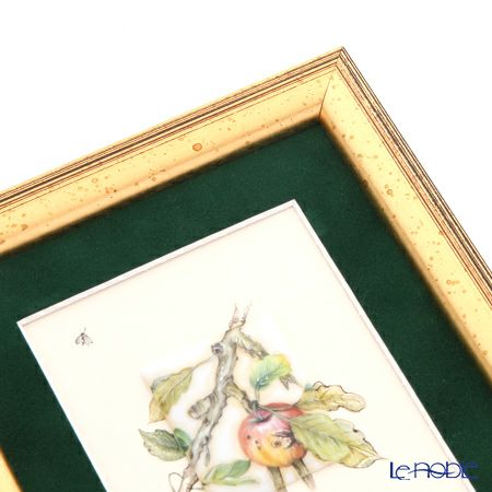 ヘレンド MID-10 08193-0-00 陶板（リンゴと昆虫） 4.5×3.5cm