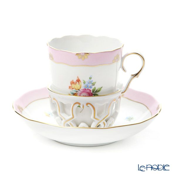 ヘレンド ローズチューリップピンク RTFP チョコレートカップ＆ソーサー 00713-0-00