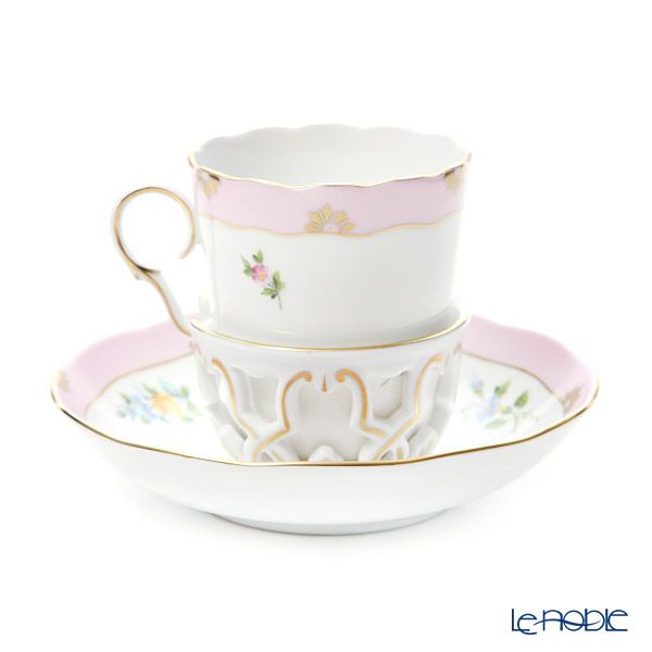ヘレンド ローズチューリップピンク RTFP チョコレートカップ＆ソーサー 00713-0-00