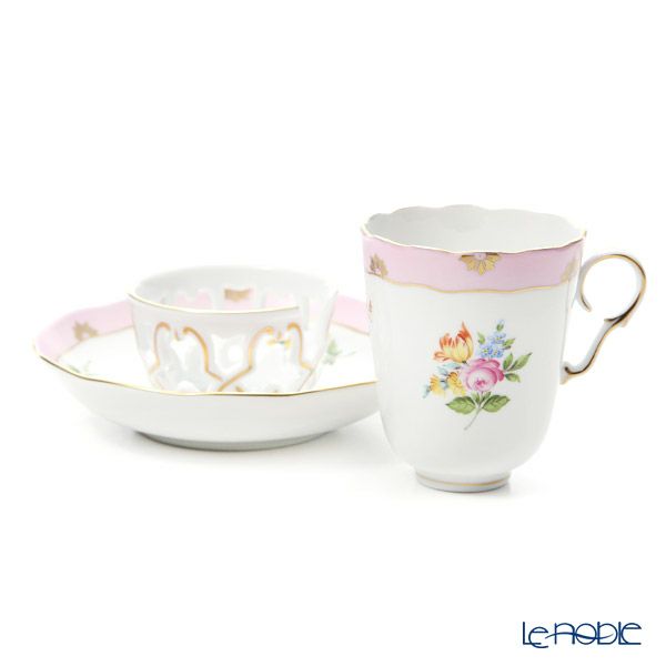 ヘレンド ローズチューリップピンク RTFP チョコレートカップ＆ソーサー 00713-0-00