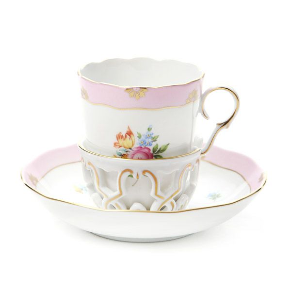 ヘレンド ローズチューリップピンク RTFP チョコレートカップ＆ソーサー 00713-0-00