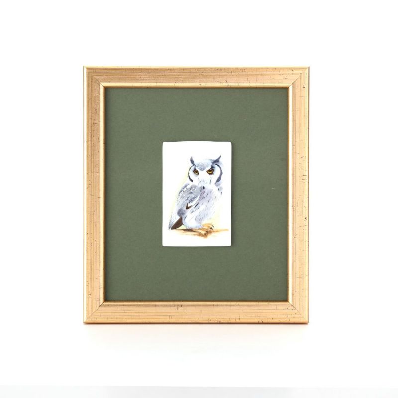 ヘレンド MID-38 08198-0-00 陶板 フクロウ（グレー）